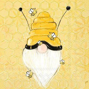 Cocktail Size Napkins IHR 3-Ply Paper Napkins, 20-Count, Bee Gnome
